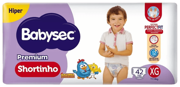 FRALDA BABYSEC HIPER SHORTINHO PREMIUM XG 2X42UN