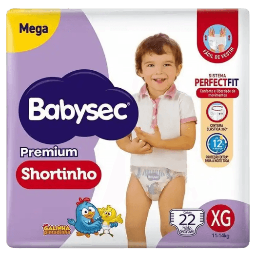 FRALDA BABYSEC MEGA SHORTINHO PREMIUM XG 6X22UN