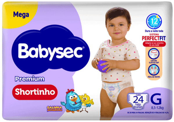 FRALDA BABYSEC MEGA SHORTINHO PREMIUM G 6X24UN