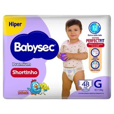 FRALDA BABYSEC HIPER SHORTINHO PREMIUM G 2X48UN