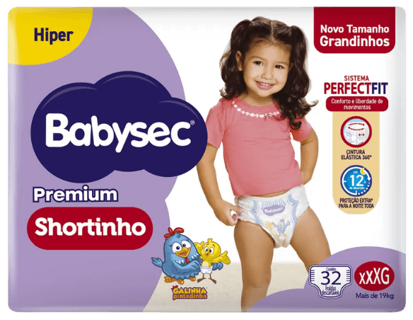 FRALDA BABYSEC HIPER SHORTINHO PREMIUM XXXG 2X32UN
