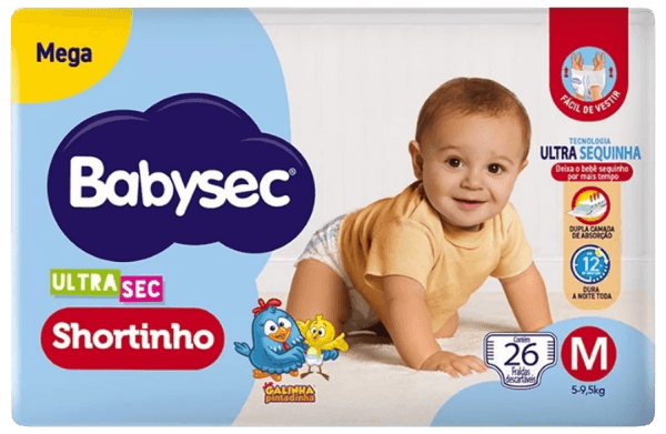FRALDA BABYSEC MEGA SHORTINHO ULTRASEC M 6X26UN