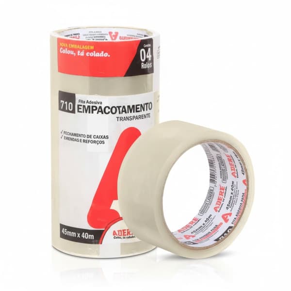 FITA PARA EMPACOTAMENTO TRANSPARENTE ADERE 45MMX40M 4UN