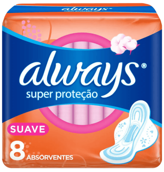 ABSORVENTE ALWAYS BASICO SUAVE COM ABAS 8UN