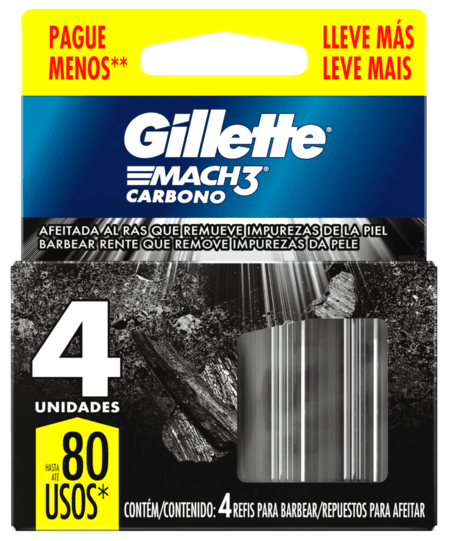 CARGA GILLETTE MACH3 CARBONO 4 UN