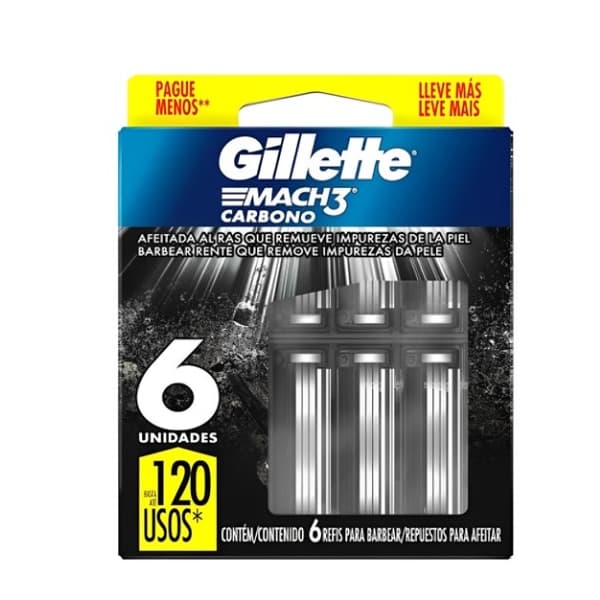 CARGA GILLETTE MACH3 CARBONO 6 UN