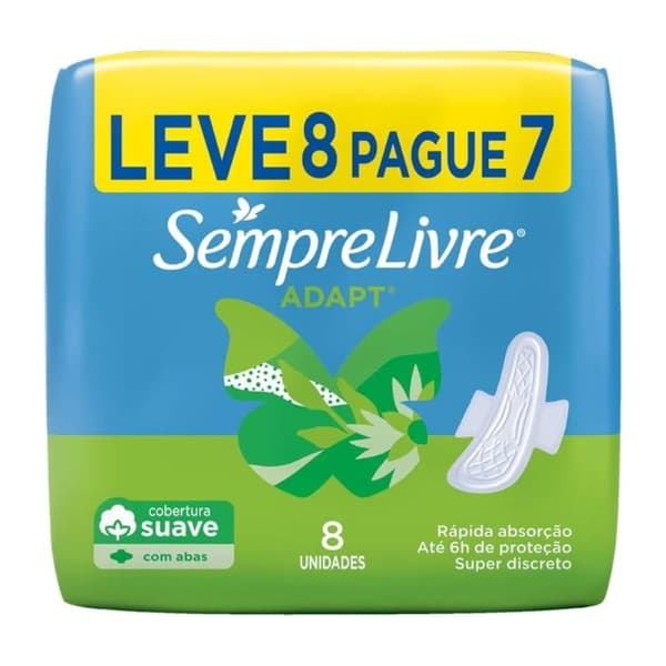 ABSORVENTE SEMPRE LIVRE L8P7 SUAVE COM ABAS 