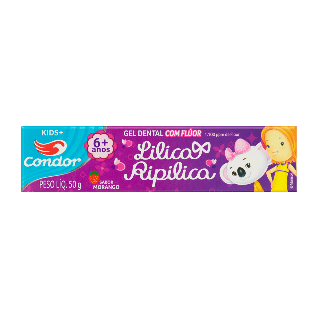 GEL DENTAL CONDOR LILICA RIPILICA MORANGO 50GR