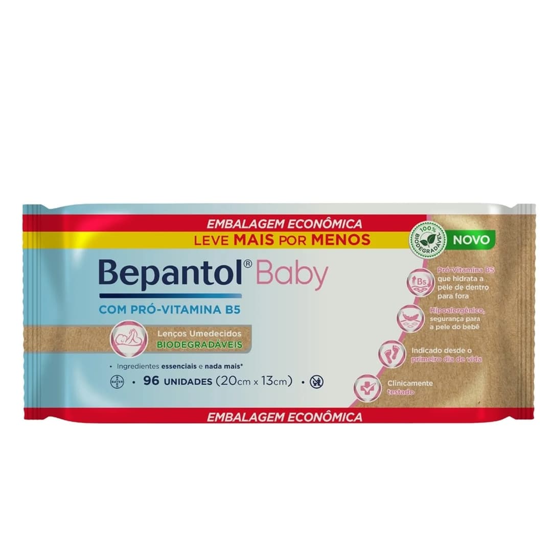 LENÇO UMEDECIDO BEPANTOL BABY BIODEGRADAVEL 96UN
