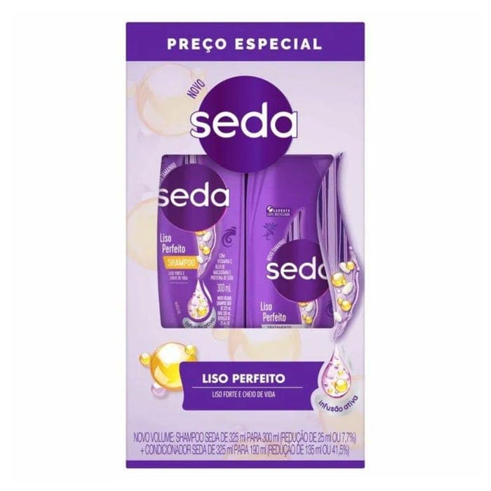 KIT SEDA SHAMPOO 300ML + CONDICIONADOR 190ML LISO PERFEITO