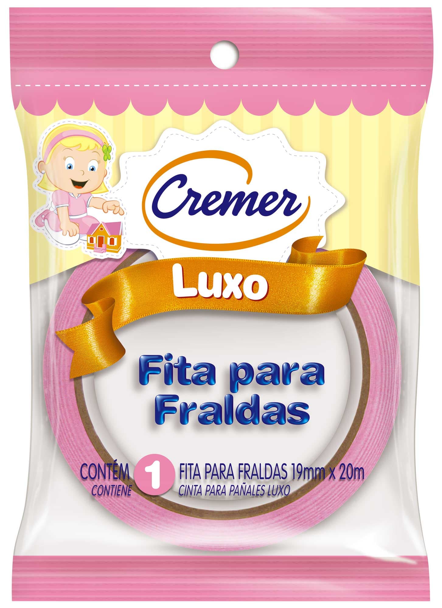 FITA PARA FRALDAS CREMER ROSA 20MT