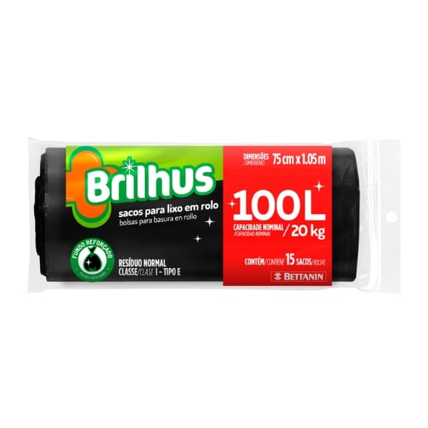SACO PARA LIXO BRILHUS ROLO 15X100LT (1UN)