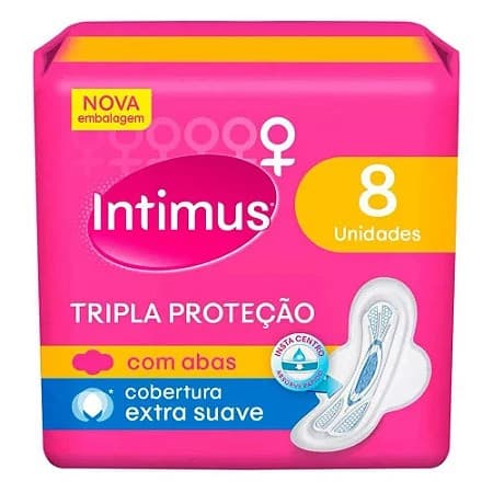 ABSORVENTE INTIMUS GEL TRIPLA PROTEÇÃO SUAVE C/ABAS 8UN