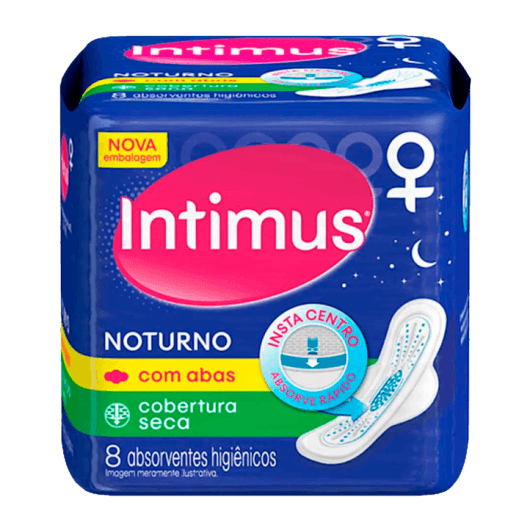 ABSORVENTE INTIMUS GEL NOTURNO SECA COM ABAS 8UN