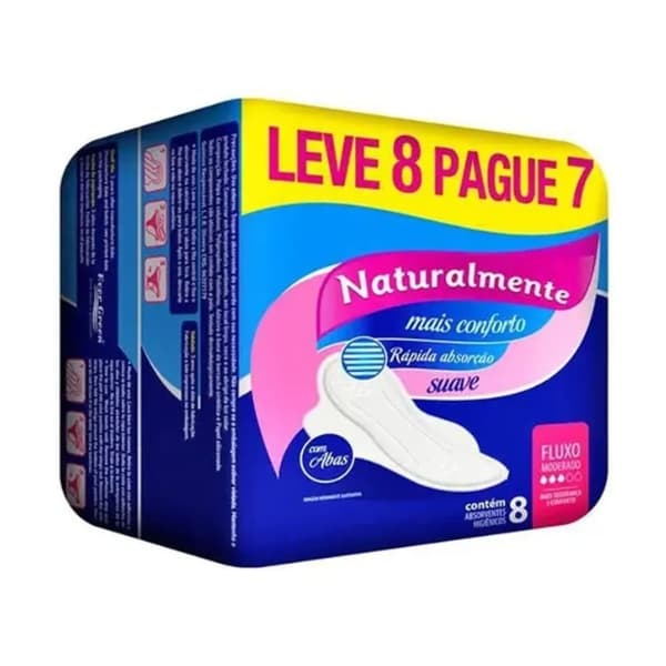 ABSORVENTE NATURALMENTE SUAVE COM ABAS 8UN