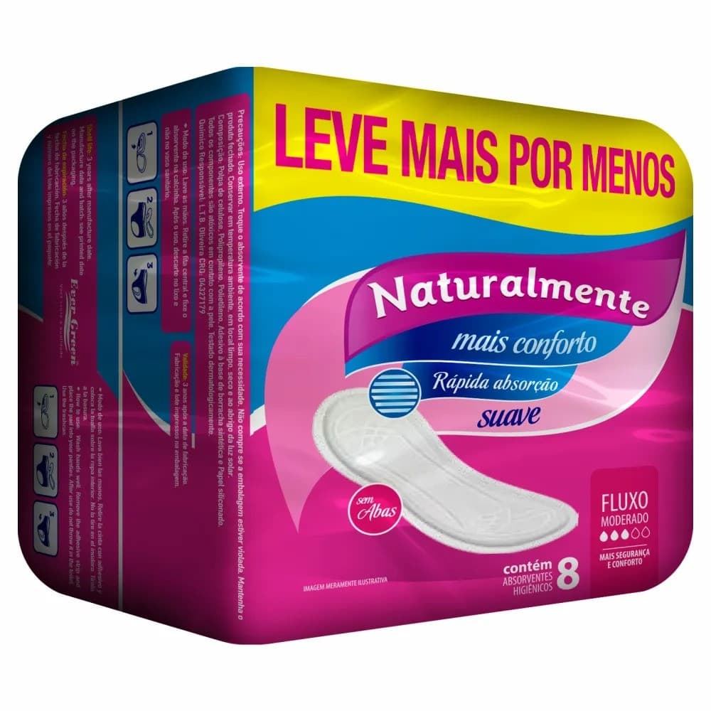 ABSORVENTE NATURALMENTE SUAVE SEM ABAS 8UN