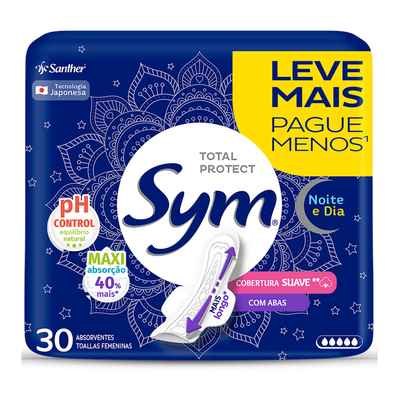 ABSORVENTE SYM 30UN NOTURNO COM ABAS 