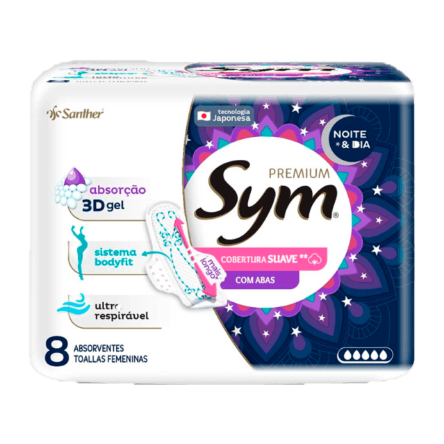 ABSORVENTE SYM PREMIUM NOTURNO COM ABAS 8UN