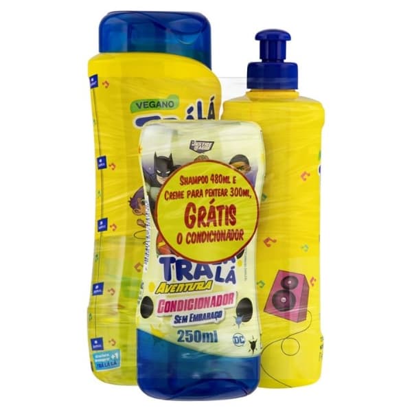 KIT TRÁ LÁ LÁ SHAMPOO + CONDICIONADOR + CREME DE PENTAR KIDS SEM EMBARAÇO