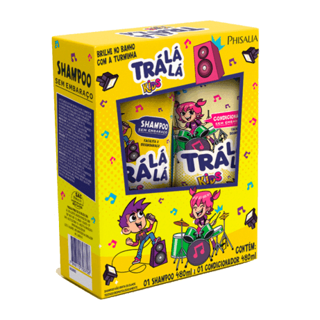 KIT TRÁ LÁ LÁ SHAMPOO + CONDICIONADOR KIDS SEM EMBARAÇO AMARELO 480ML