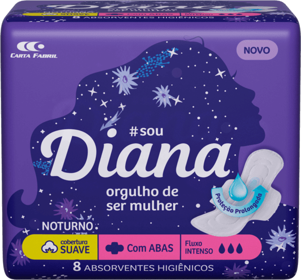 ABSORVENTE DIANA NOTURNO SUAVE COM ABAS 8UN