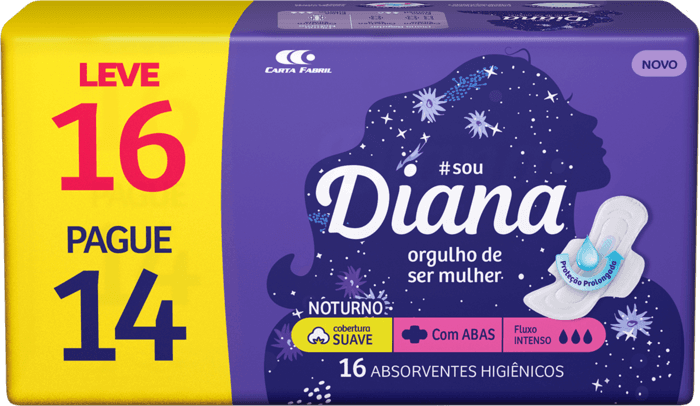 ABSORVENTE DIANA NOTURNO SUAVE COM ABAS 16UN