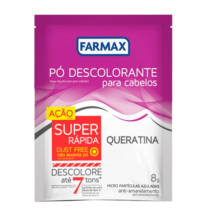 PÓ DESCOLORANTE FARMAX PARA CABELO QUERATINA 8GR