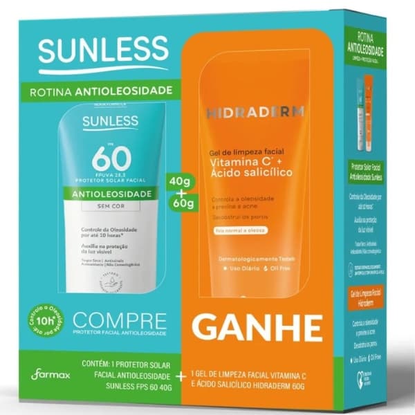 KIT SUNLESS PROTETOR SOLAR FPS60 40G + GEL DE LIMPEZA 60G