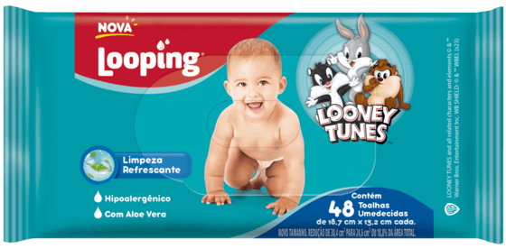 LENÇO UMEDECIDO LOOPING LOONEY TUNES 48UN