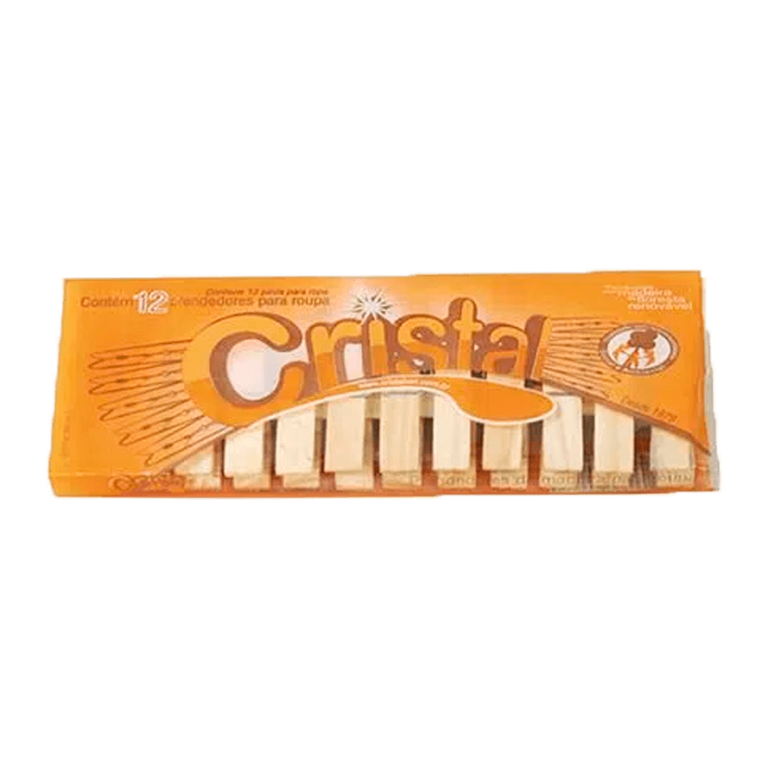 PRENDEDOR DE ROUPA CRISTAL MADEIRA 12UN