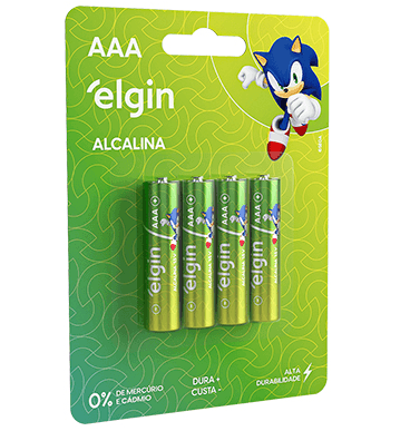 PILHA ELGIN ALCALINA AAA BLISTER 4 UN