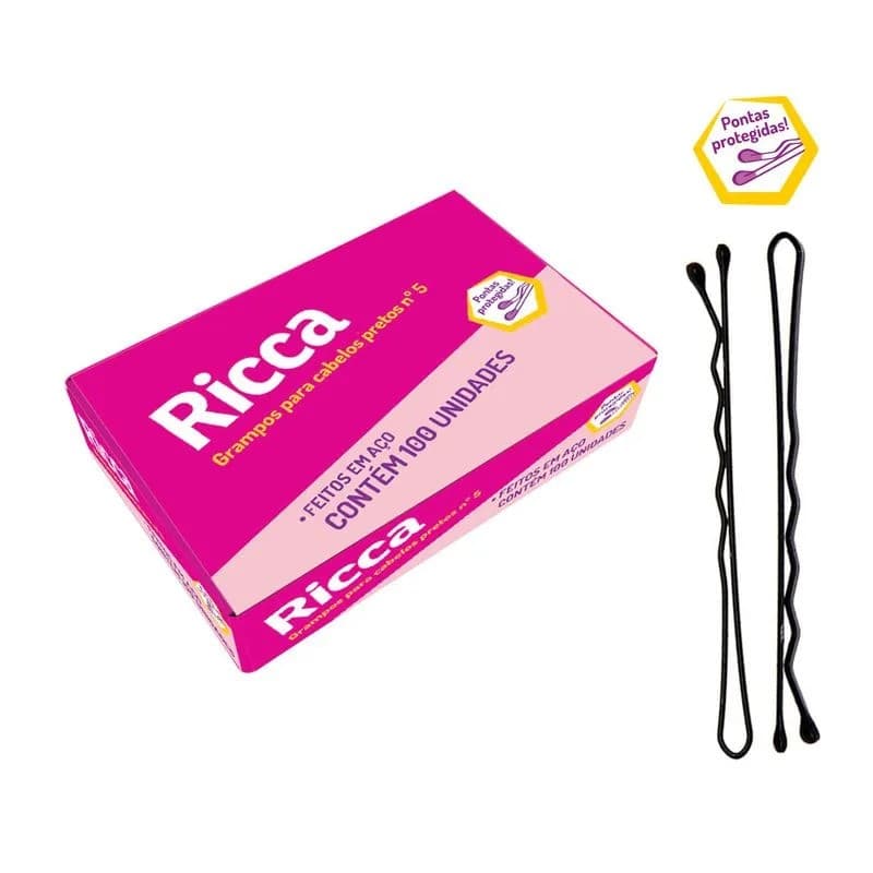 GRAMPO PARA CABELO RICCA N5 PRETO 100UN