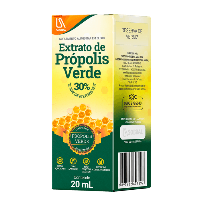 EXTRATO DE PRÓPOLIS SOBRAL VERDE 20ML