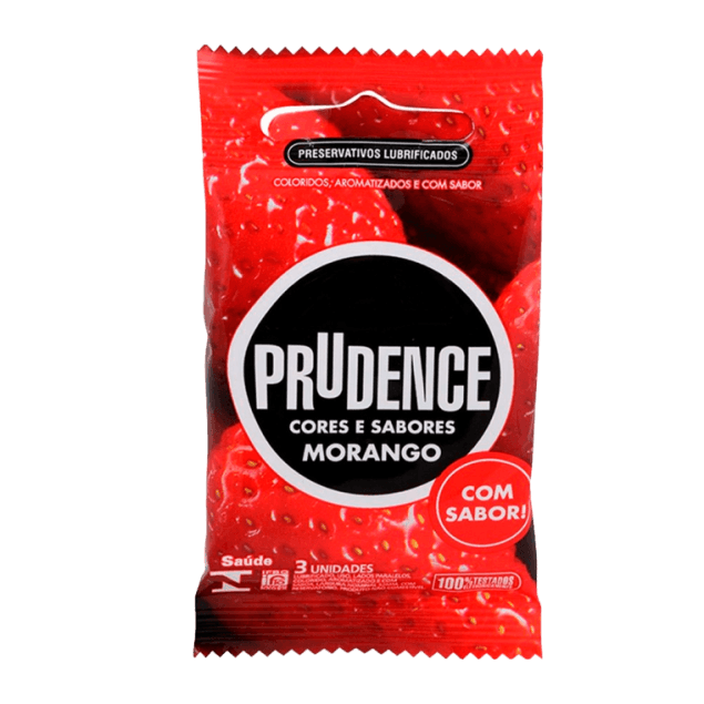 PRESERVATIVO PRUDENCE CORES & SABORES MORANGO 3UN
