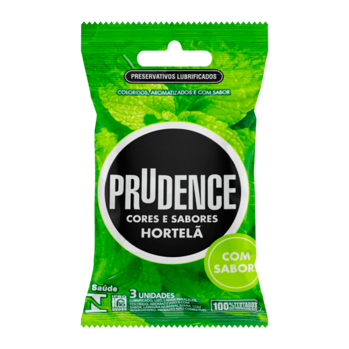 PRESERVATIVO PRUDENCE CORES & SABORES HORTELÃ 3UN