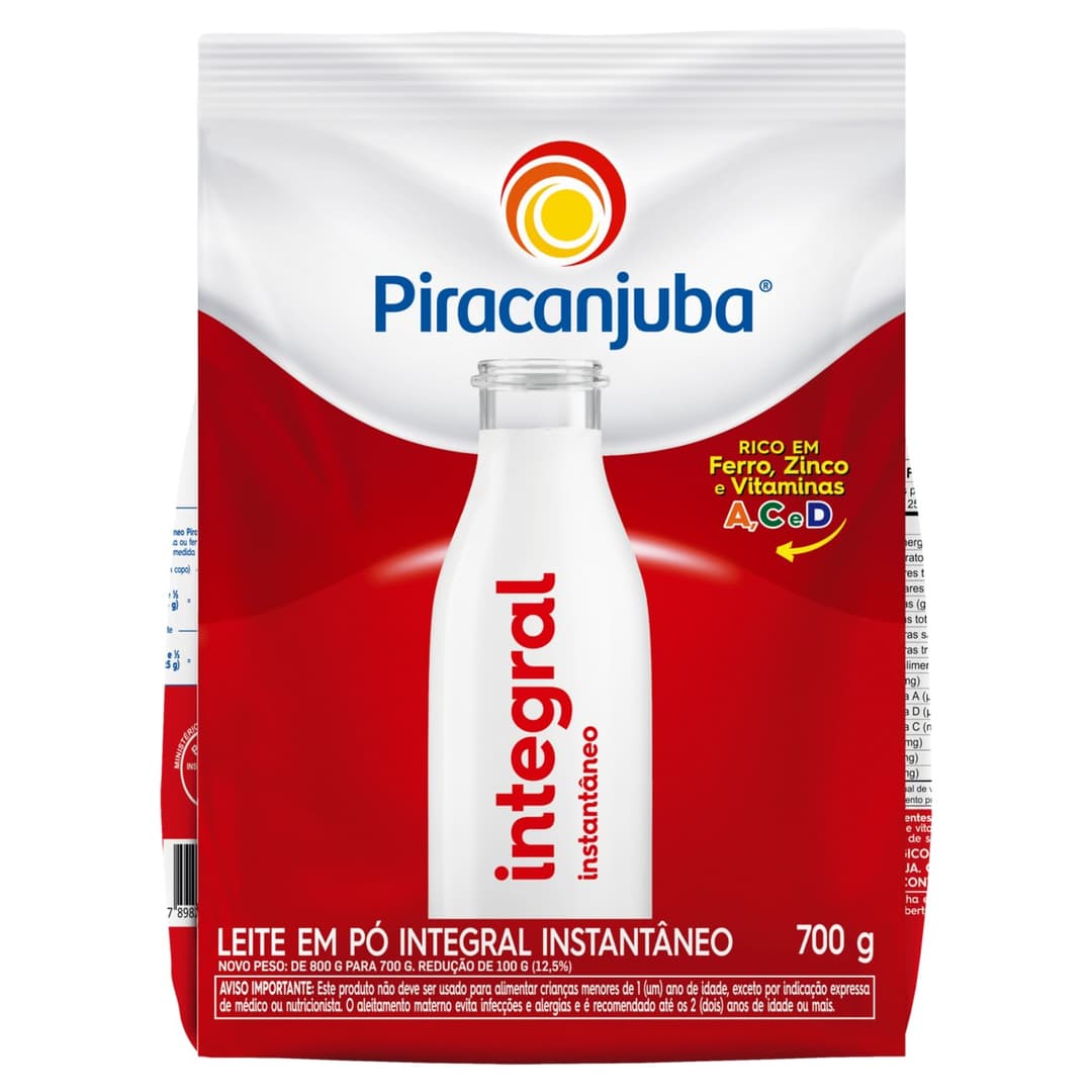 LEITE EM PÓ PIRACANJUBA INTEGRAL INSTANTÂNEO SACHÊ 700GR