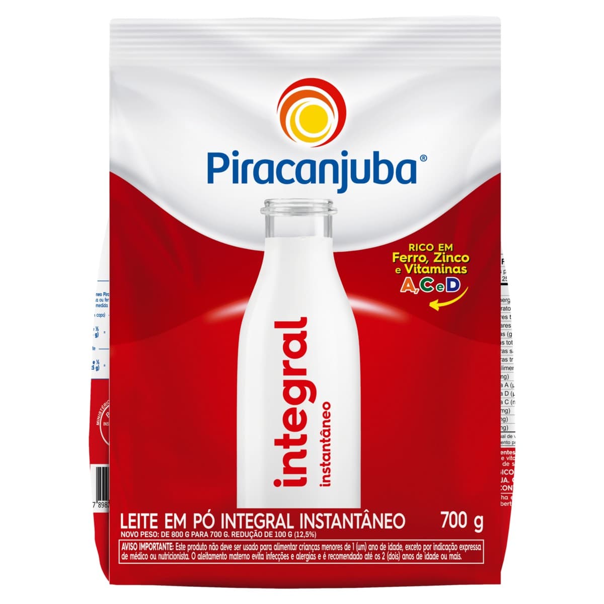 LEITE EM PÓ PIRACANJUBA INTEGRAL INSTANTÂNEO SACHÊ 700GR