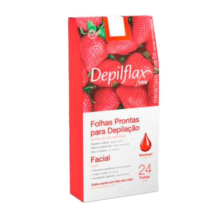 FOLHAS FACIAIS DEPILFLAX MORANGO 24 UN