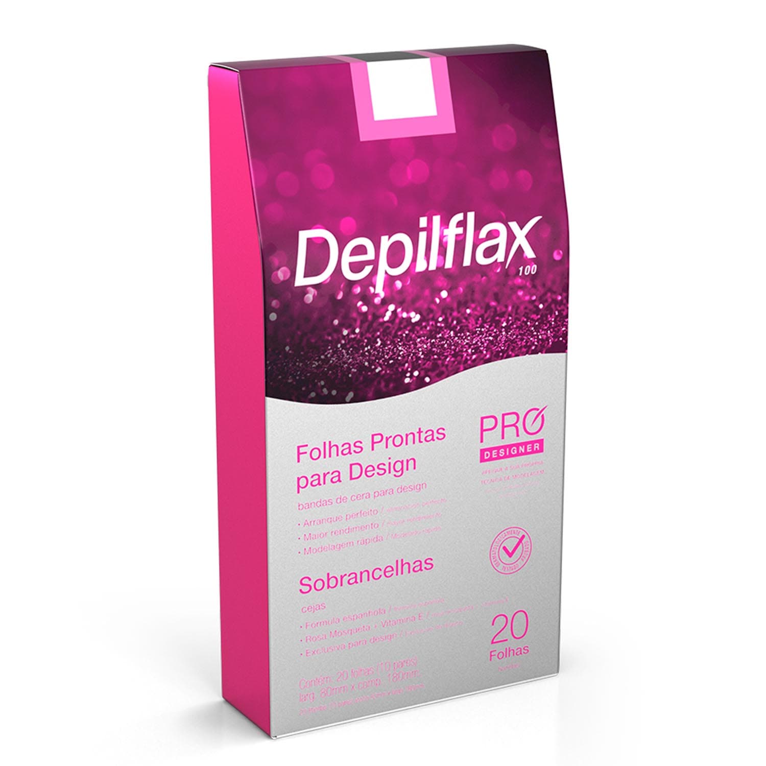 FOLHAS PRONTAS SOBRANCELHA DEPILFLAX ROSA 20 UN