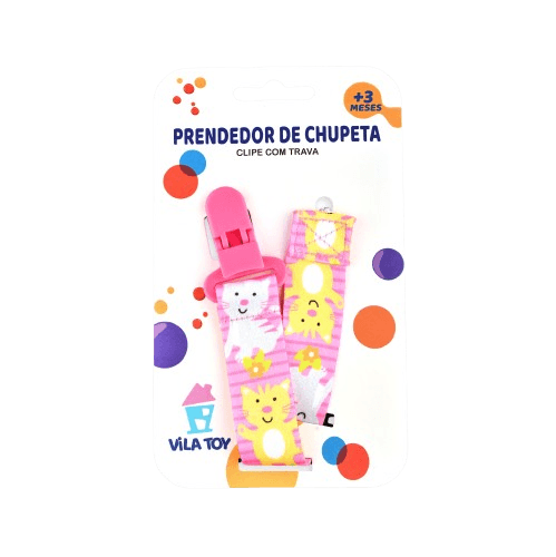 PRENDEDOR CHUPETA VILA TOY TECIDO ROSA 