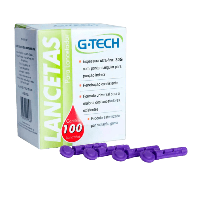 LANCETAS G-TECH 30G COM 100 UN