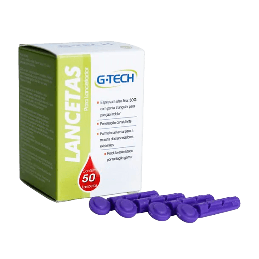 LANCETAS G-TECH 30G COM 50 UN