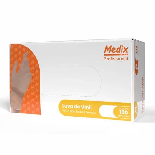 LUVA MEDIX VINIL SEM PO M 100 UN