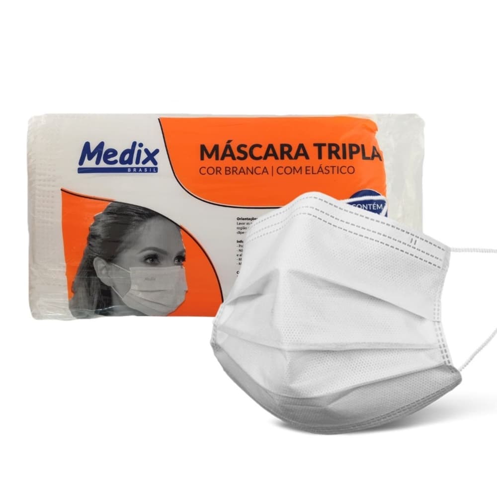 MASCARA TRIPLA MEDIX BRANCA BAG 50 UN
