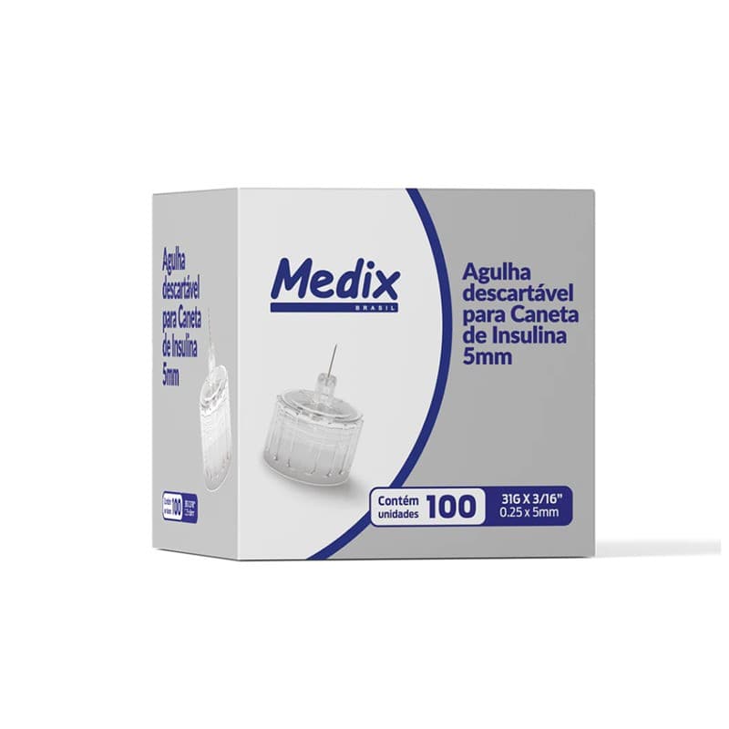 AGULHA / CANETA INSULINA MEDIX 5MM 100UN