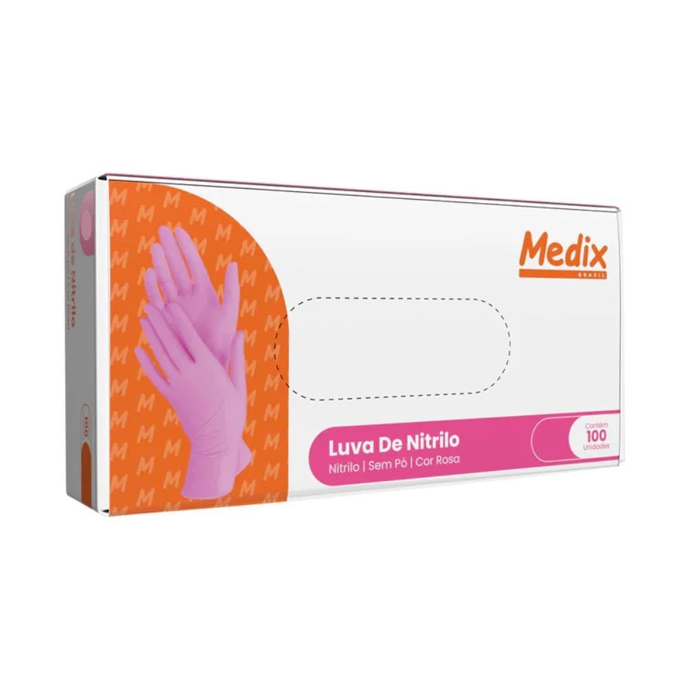 LUVA NITRILICA MEDIX ROSA G 100 UN