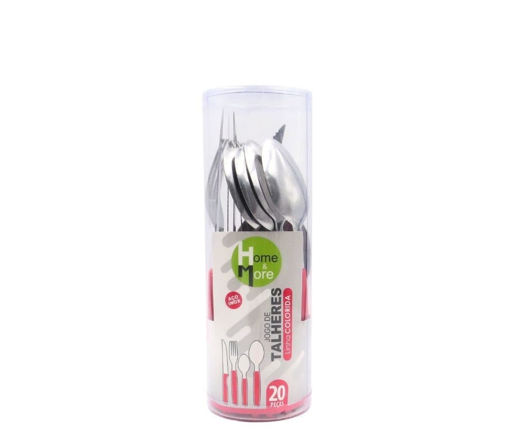 KIT FAQUEIRO DE INOX COM CABO VERMELHO 20PECAS HM3