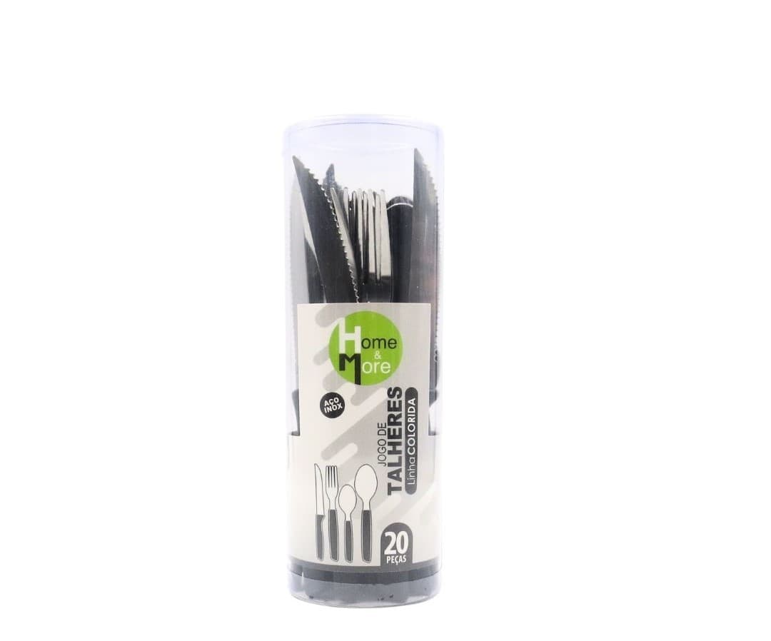 KIT FAQUEIRO DE INOX COM CABO PRETO 20PECAS HM361