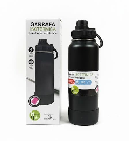 GARRAFA ISOTERMICA INOX COM BASE HM608 1L