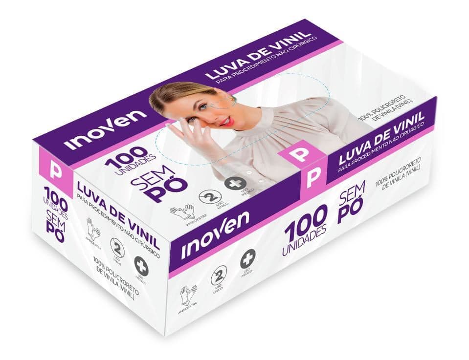 LUVA INOVEN VINIL SEM PO P 100 UN